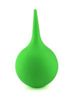 Green rubber ball syringe isolated on white background. Full clipping path. photo