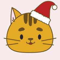 Red cat in cartoon style. In a New Year's hat vector