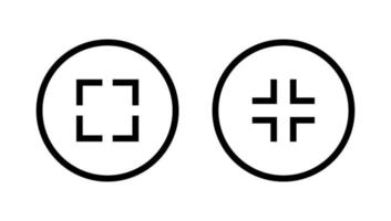 Maximize and minimize screen icon vector in circle line button