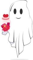 fantasma retro de san valentín con corazón vector