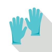 Blue medical gloves icon, flat style vector