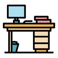 Office table icon color outline vector