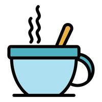 Hot cup of tea icon color outline vector