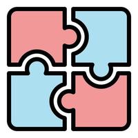 Puzzle icon color outline vector