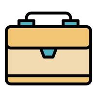 Worker suitcase icon color outline vector