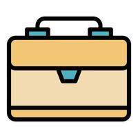 Worker suitcase icon color outline vector