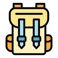 Travel backpack icon color outline vector