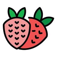 vector de contorno de color de icono de fresas