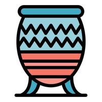 Greek vase icon color outline vector