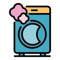 Full waching machine icon color outline vector