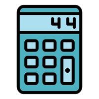 vector de contorno de color de icono de calculadora de oficina en casa