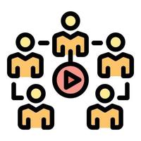 Video group online meeting icon color outline vector