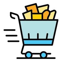 Home delivery shop cart icon color outline vector