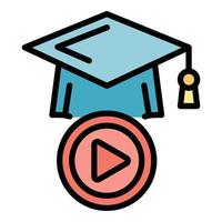 Online education icon color outline vector