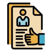 Outsource cv document icon color outline vector