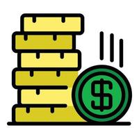 Coin stack bonus icon color outline vector