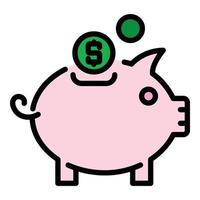 Piggy bank bonus icon color outline vector