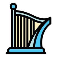 Lesson harp icon color outline vector