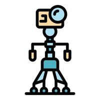 Robot tripod icon color outline vector