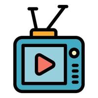 Tv player icon color outline vector