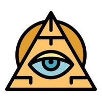 Pyramide eye amulet icon color outline vector