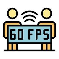 vector de contorno de color de icono de flujo de 60 fps