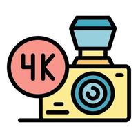 Camera 4k stream icon color outline vector