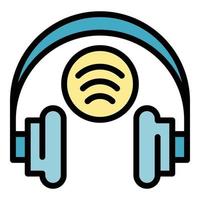 Wireless headphones stream icon color outline vector