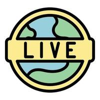 Global live stream icon color outline vector