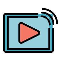 Web video player stream icon color outline vector