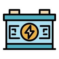 Full car battery icon color outline vector