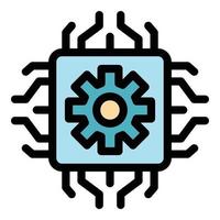 Laptop processor icon color outline vector