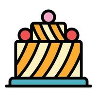 Sweet cake icon color outline vector