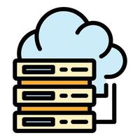 Server data cloud icon color outline vector