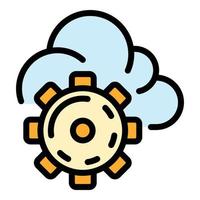 Cloud gear system icon color outline vector