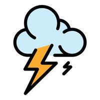 Thunderbolt storm cloud icon color outline vector