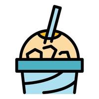 Latte ice cup icon color outline vector