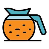 Hot coffee glass pot icon color outline vector