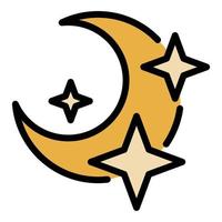 Sky moon stars icon color outline vector