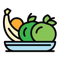 Fresh fruits icon color outline vector