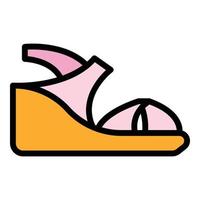 Leather sandals icon color outline vector