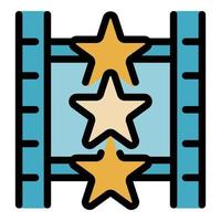 vector de contorno de color de icono de estrellas de cine