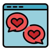 Web love chat icon color outline vector