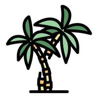 Leaf palm tree icon color outline vector