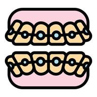 retenedor dientes llaves icono color contorno vector