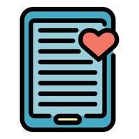 Tablet read bookmark icon color outline vector