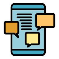 Discussion smartphone icon color outline vector