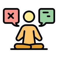 Meditation mind discussion icon color outline vector