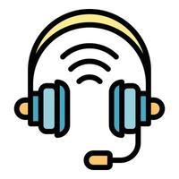 Headphones connect icon color outline vector
