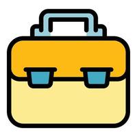 Baggage suitcase icon color outline vector